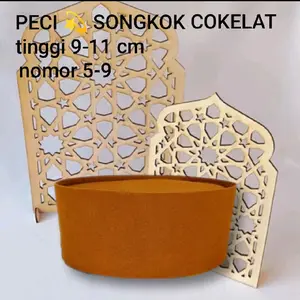 peci kopiah songkok cokelat muda beludru warna cokelat unik beludru diamond crown tebal model Hitam bhs Topi