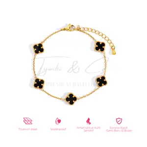 Tymbi&Co - Sienna Bracelet 9MM  | Gelang Clover Titanium Premium Anti Karat (BELI 3 GRATIS 1) (BELI 3 GRATIS 1 GIFT)