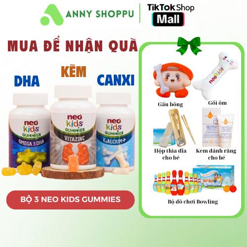 BỘ 3 NEO KIDS GUMMIES, Neo kids Canxi, Neo Kids ZinC bổ sung kẽm cho bé, Neo Kids Omega 3 DHA - Bổ sung DHA, Zin C, Canxi cho bé dạng Kẹo dẻo (Hộp 60 viên) Vitamin