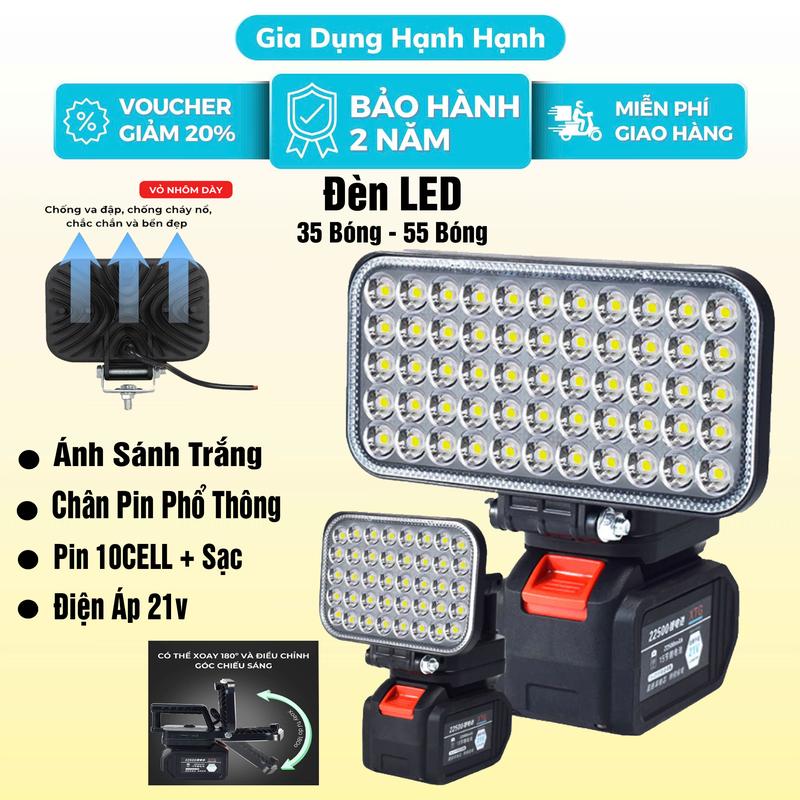 Đèn Pin 35 Bóng - 55 Bóng Có Cổng Sạc Điện Thoại Đèn Pha Led Dùng Chân Pin Phổ Thông Đèn Led Siêu Sáng Có Thể Cầm Đi Cắm Trại ,Soi Vào Ban Đêm