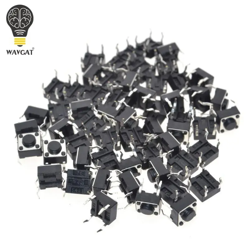 Nút Nhấn Xúc Giác G89 4 Chân, 50 Cái / lốc, 6X6X4.3MM, Công Tắc Siêu Nhỏ, Phích Cắm Trực Tiếp, Tự Đặt Lại, DIP, Đầu Đồng