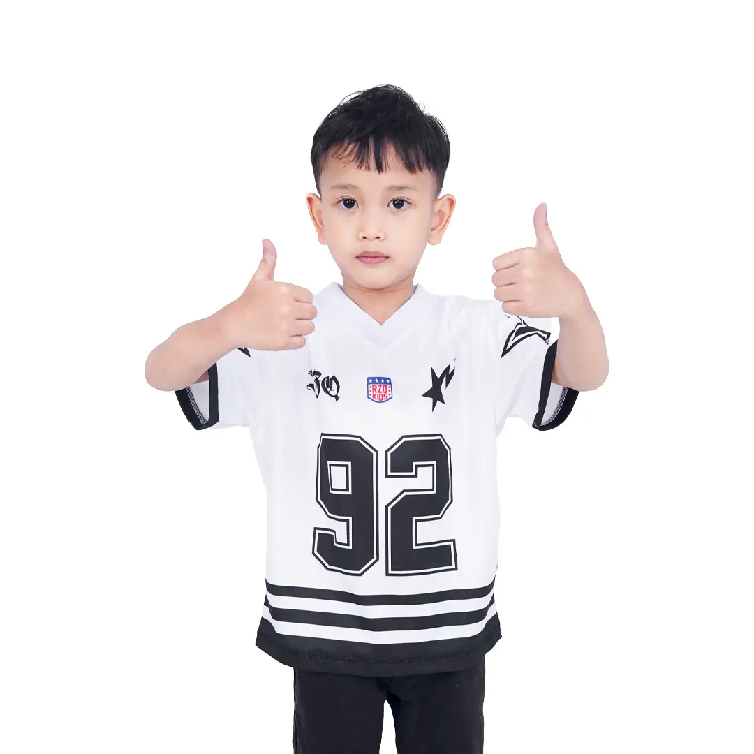 RZQKIDS / 92 / Number Series nfl / Jersey anak / Streetwear / Retro / Vintage / Rugby / y2k / Bloke Core / Korea / Unisex / Laki laki / Perempuan / Full printing / ootd / Atasan /