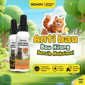 REMOV Spray Penghilang Bau Kotoran Kandang untuk Kucing dan Anjing 100 ML Aman dan Ramah Lingkungan dengan Formula 2 in 1 Menghilangkan Bau Seketika Tanpa Noda
