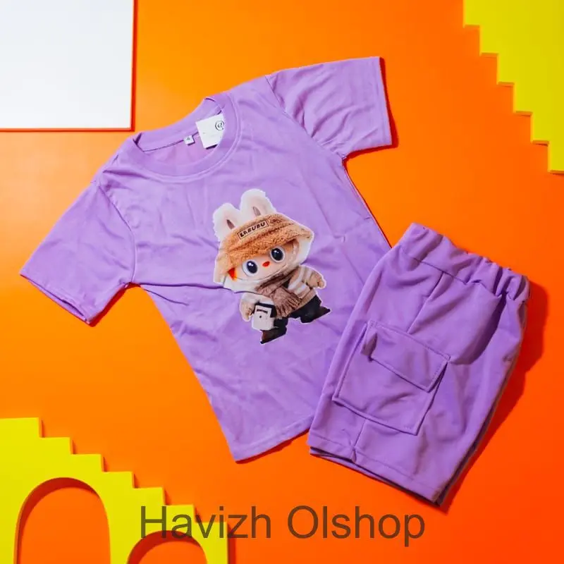 Setelan Kaos Anak Model "CARGO PENDEK" // 3-10 Tahun // Baju Anak Perempuan 4