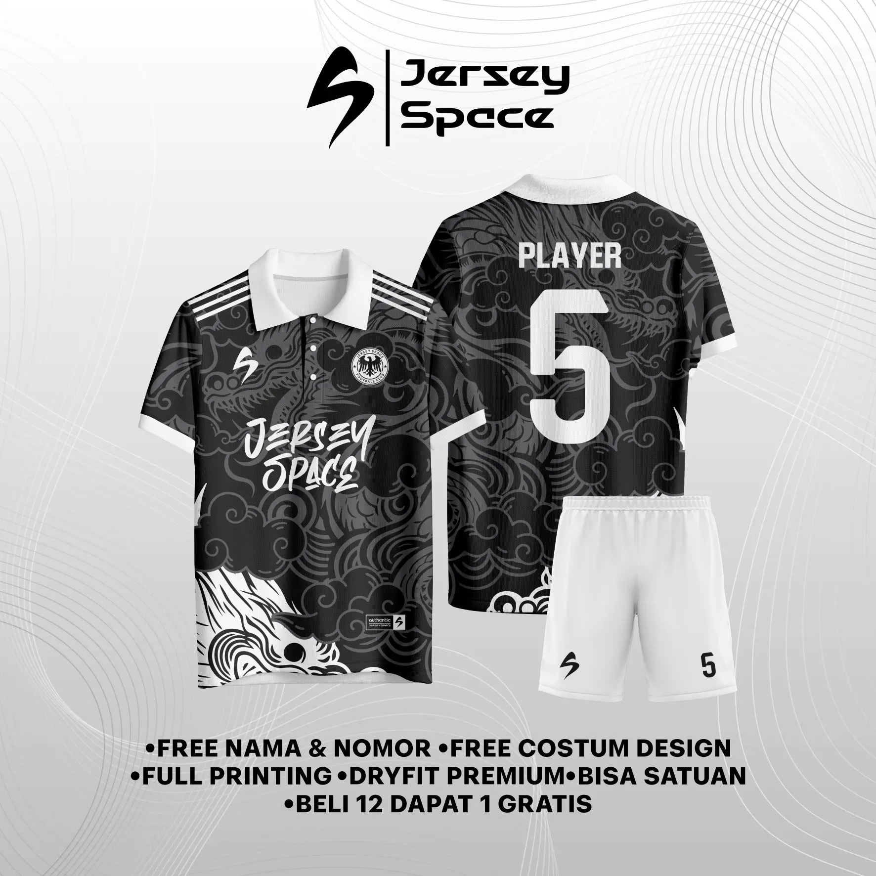 JS02 - Custom Kaos Futsal Jersey Futsal Setelan Full Printing Bisa Satuan Free Design Nama Nomor Logo Sport
