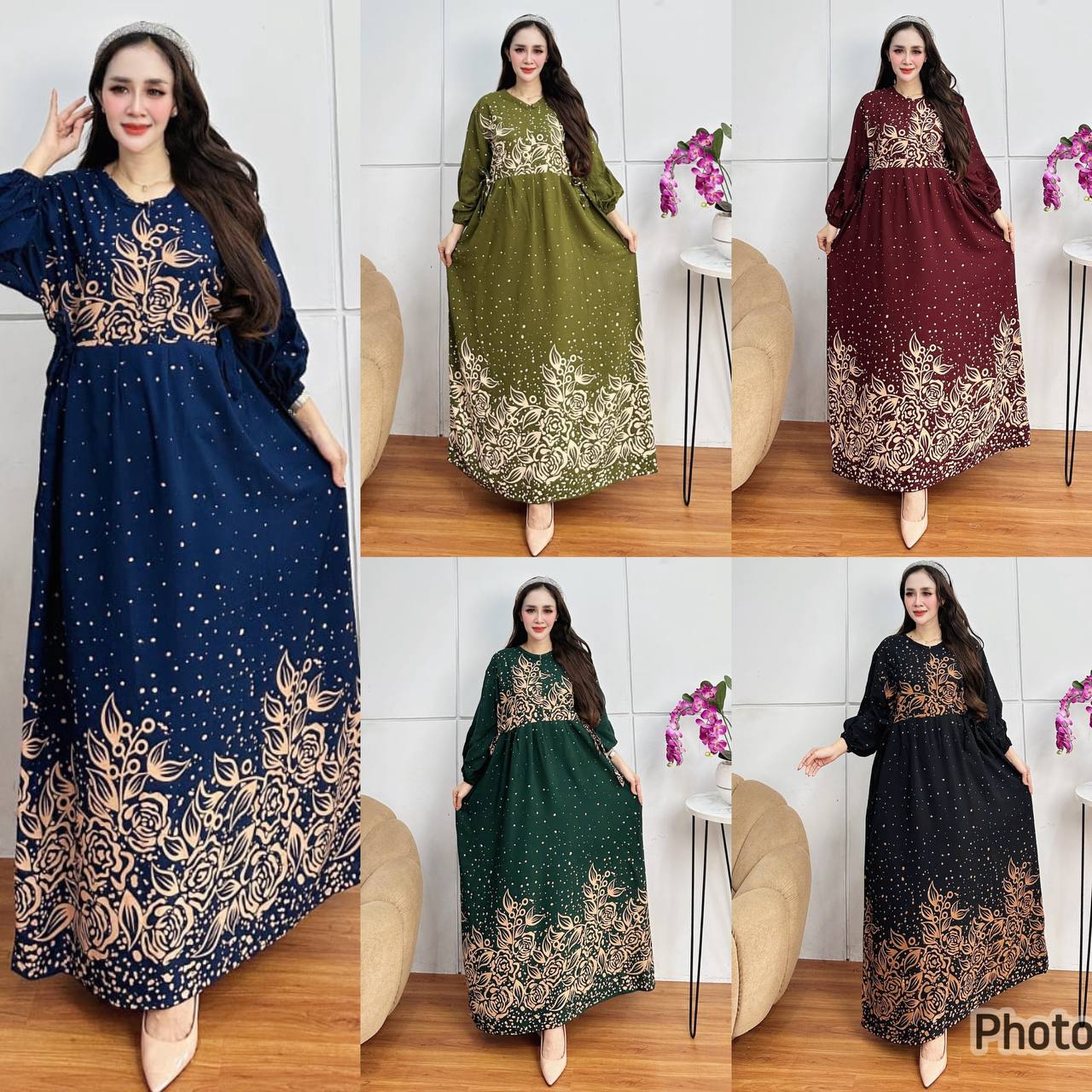 Terbaru Gamis chibi jumbo motif Lagista adem cocok Bahan Rayon untuk dirumah atau pengajian Busui Risleting Depan