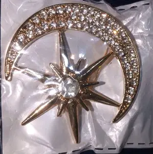 Bross Pin untuk Topi Tanjak Aksesoris Bulan dan Bintang Berlapis Kristal Mewah