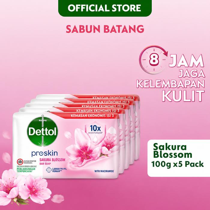 Gambar Dettol Sabun Batang Sakura Blossom 100gr Bar Soap Anti Bakteri x 5 Pcs dari Mitech Protection Kota Tangerang Selatan Tokopedia