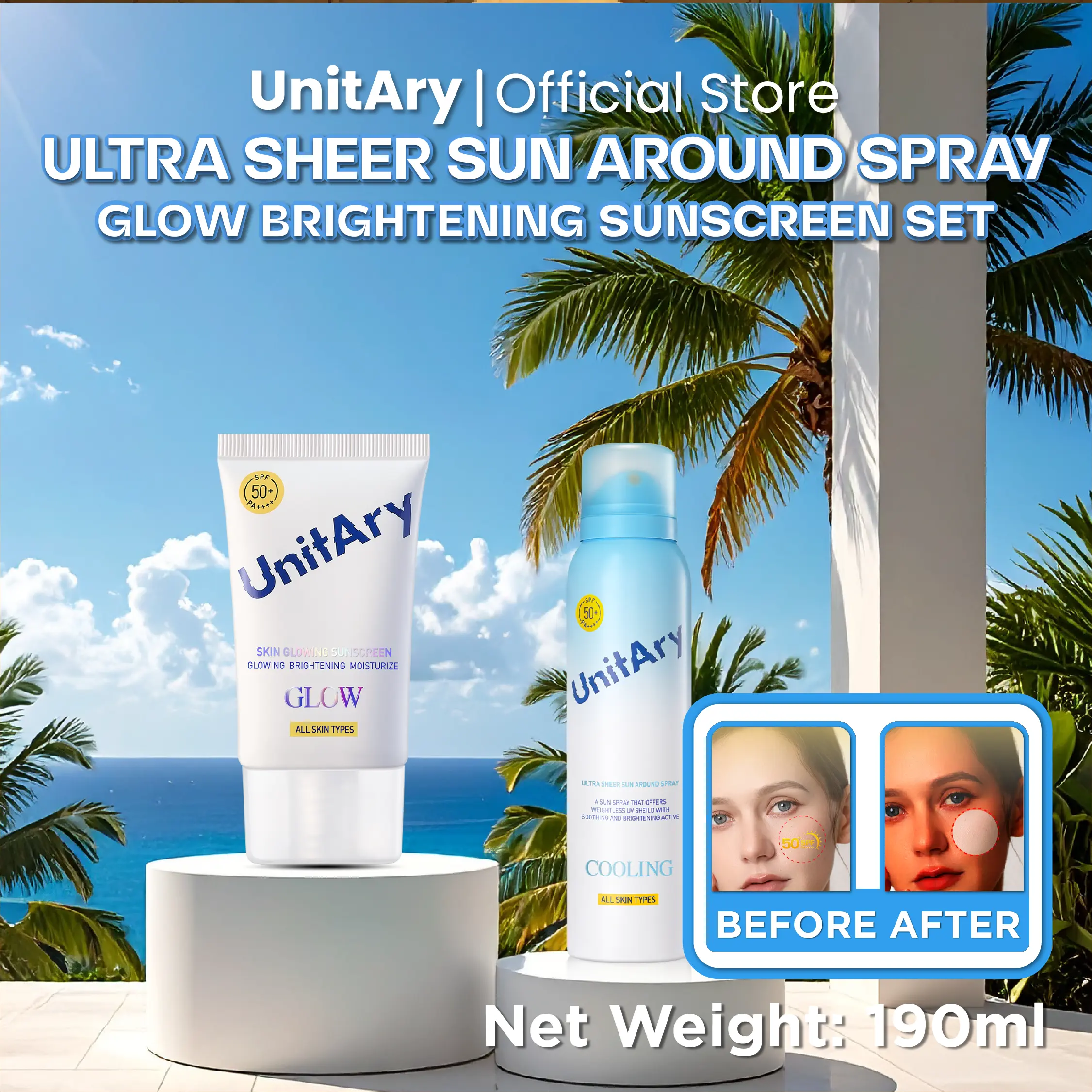 Ultra Sheer Sun + Glow Brightening Sunscreen set