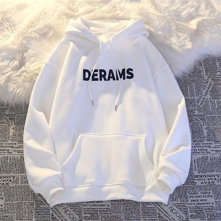 Product Introduction of Korean Retro Simple Four Seasons Fashion Brand Printed Hoodie for Men and Women - Sweatshirts, Menswear Casual Cotton Pullover Soft Crew Neck Fitted Tops Long Minimalist Stylish Pocket Longsleeve Lingerie White 17
