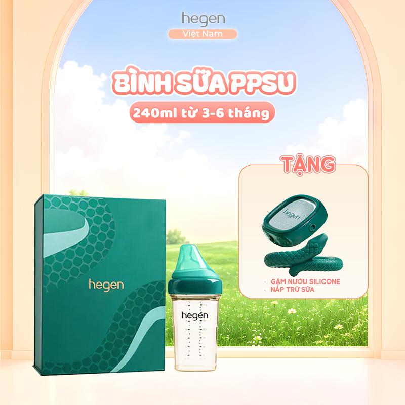 [Kèm Qùa] B.ình Sữ.a Hegen PPSU Màu Xanh Ngọc Lục Bảo chống sặc, chống nôn trớ