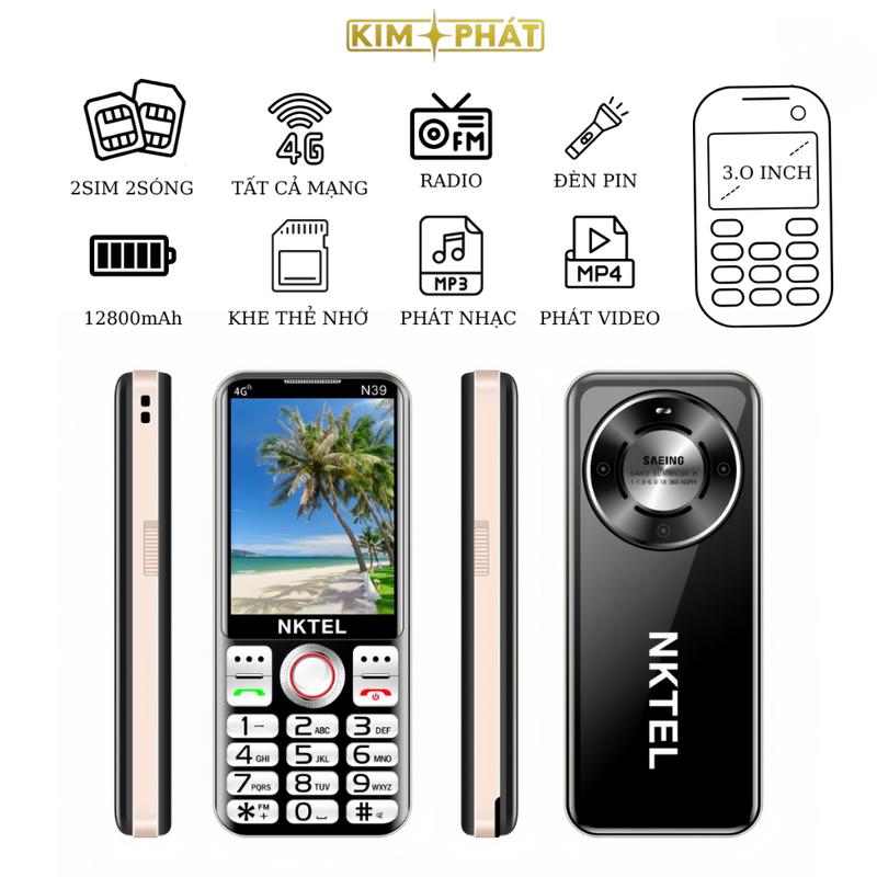 CODNKTEL Điện Thoại 4G - 2 Sim 2 Sóng - Loa Lớn - Pin Trâu 12800mAh + Đèn Pin