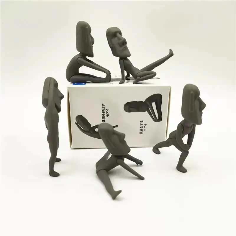 Stretching Exercise Moai Magical Easter Statue Model Figure Ornaments Mystery Box Doll Car Ornaments