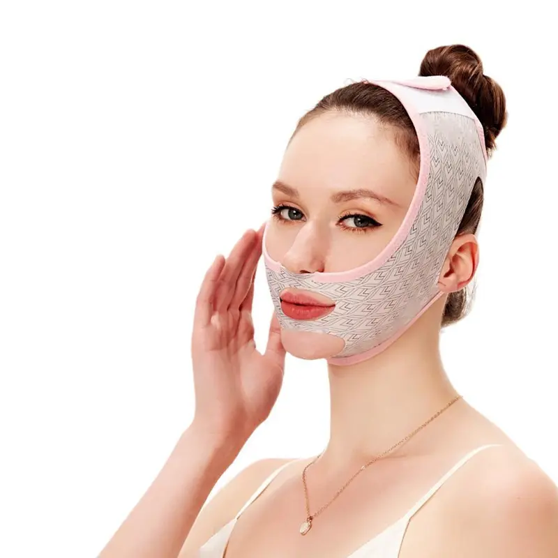 Masker Tidur Elastis Wajah V Perban Bentuk Pelangsing Wajah Wanita Pengangkat Pengencang Masker Dagu Ganda Anti Kendur Perban Lipatan Nasolabial Memudar 0