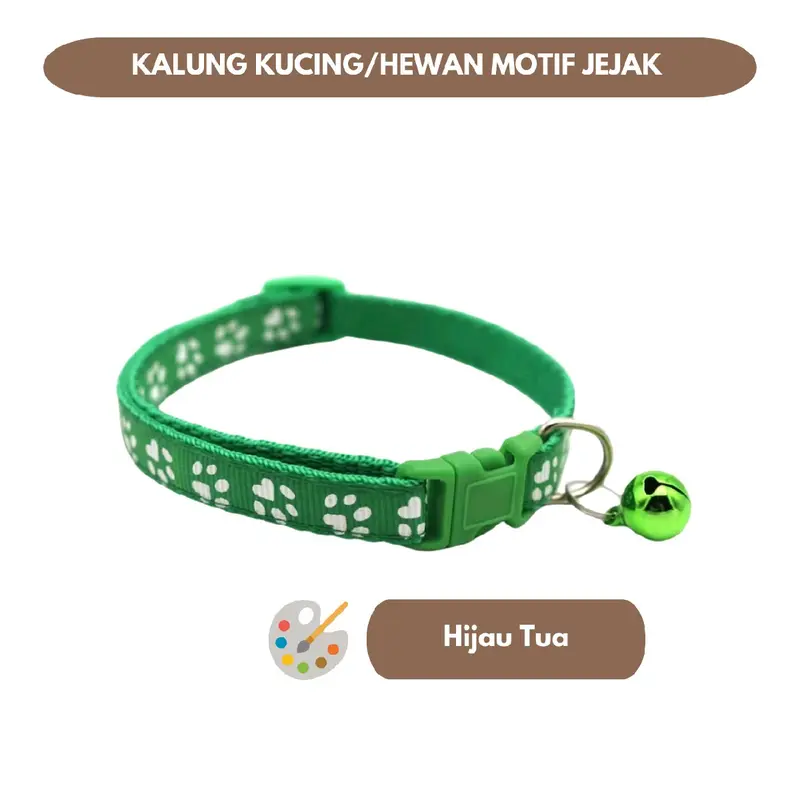 Kalung Kucing/Hewan Peliharaan Motif Jejak Motif Dengan Lonceng 7