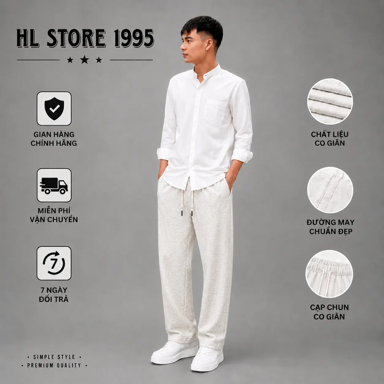 Quần Nỉ Baggy Nam nữ 2 Da Cao Cấp Mềm Mịn Form Hàn Quốc - M01 - Pants, Menswear Kem