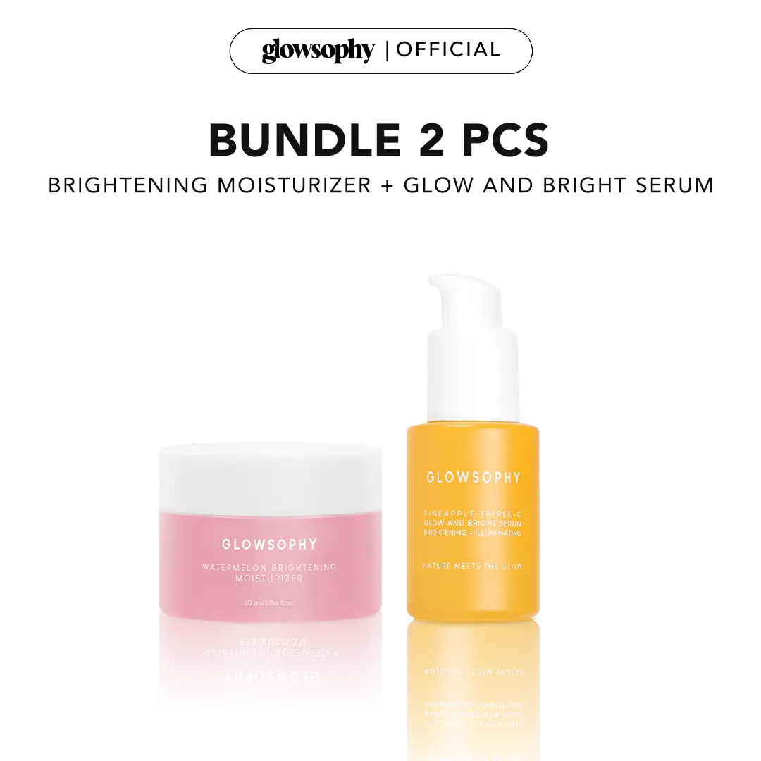 Glowsophy Bundle Glow Skin Watermelon Brightening Moisturizer 30 ml + Pineapple Triple C Glow and Bright Serum 30 ml