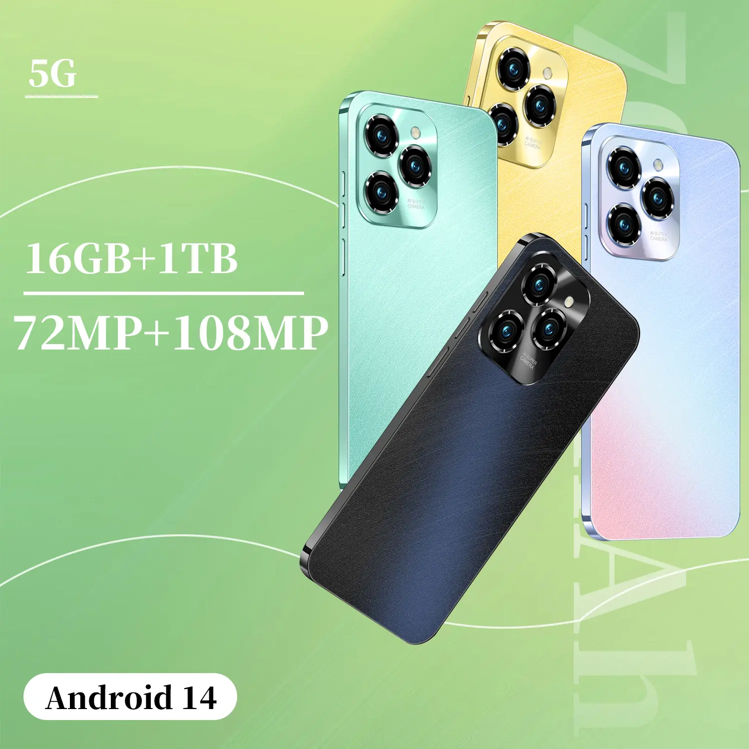 Telefon baru Smart9 (16+512GB), paparan lubang 90Hz 6.8 inci, bateri 6800mAh dengan kapasitas besar