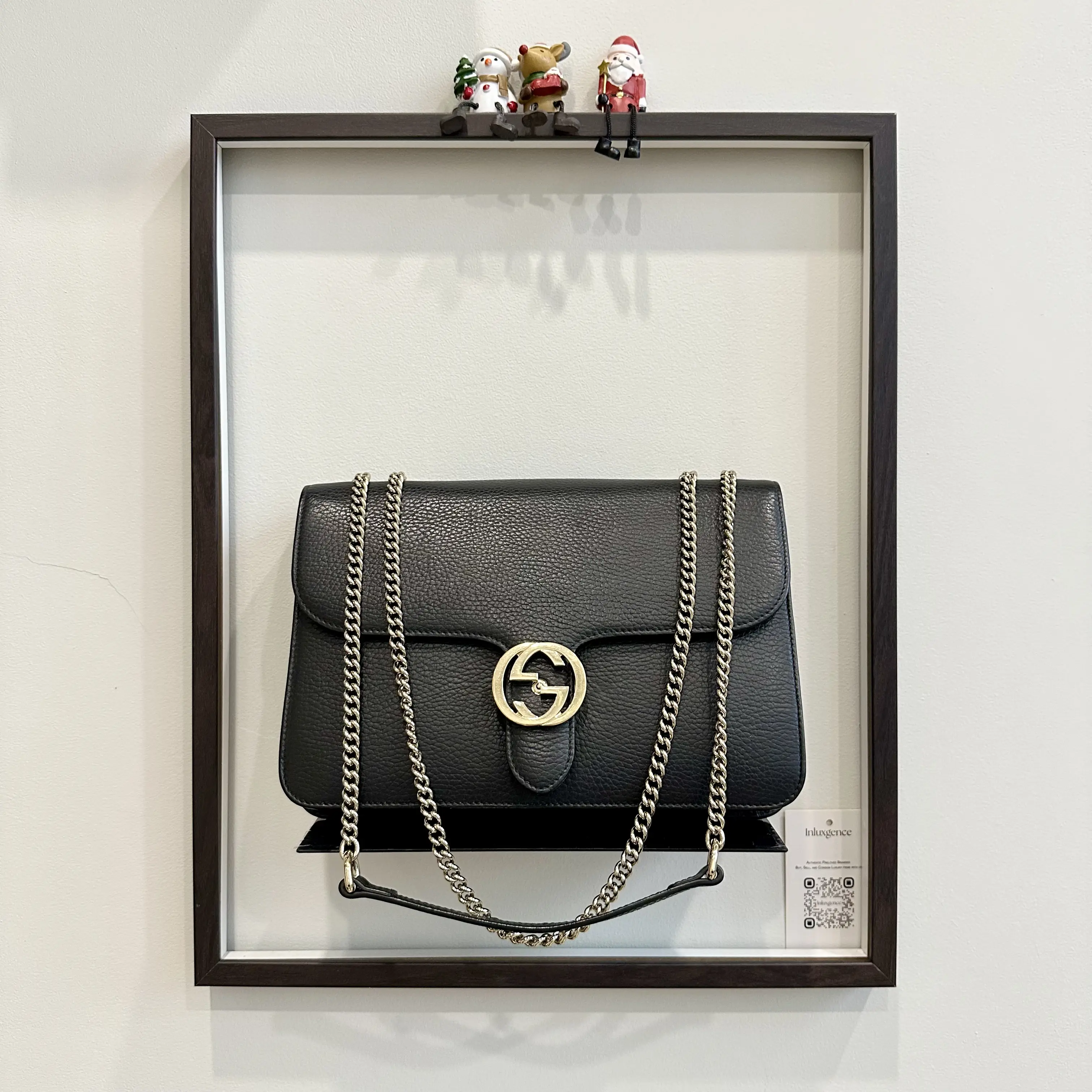 [Preloved] Gucci Interlocking G Dollar Flap Black Grained Leather LGHW