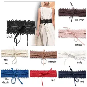 VENDI - Ikat Pinggang Wanita Sabuk Lebar Belt Fashion Korea Obi Lebar ‘Kulit Renda’  Black Pink