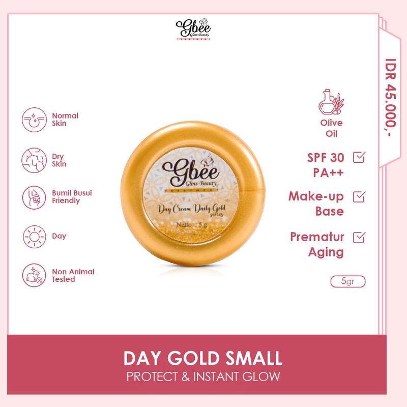 Gbee Glow Beauty Day Cream Gold Small 5gr Mengandung SPF 30 PA++  Perawatan Mencerahkan Kulit Remaja Wajah 0