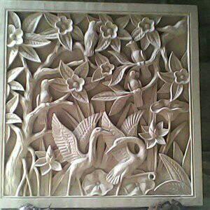 Relief ikan koi dan burung 1