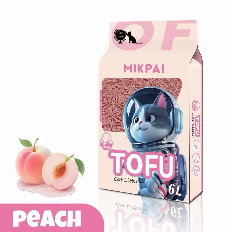 MIKPAI Pasir Kucing Tofu 6L 1.5mm Super Serap Anti Bau Cepat Larut Aman untuk Kucing Sensitif Diameter Kecil 1.5mm Daya Serap Maksimal