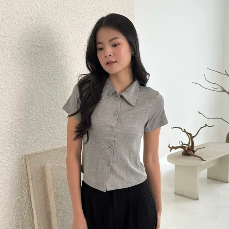 Jane Top | ZOELA | Baju Atasan Rib Knit Wanita Berkerah Lengan Pendek 5