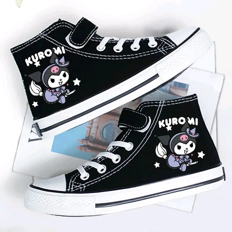 sepatu bot anak perempuan Sablon Kuromi ungu terbaru untuk sekolah sd  smp dan tk Fashion