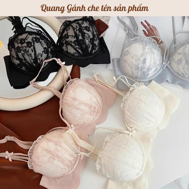 Đồ Lót Cao Cấp Chất Liệu Ren Thiết Kế Dây Chéo Cách Điệu Bra Nữ Đệm Mềm Mại Nâng Đẩy Vòng 1 Women 741 Áo