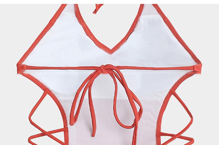 Product Introduction of Women's One Piece Swimsuit Neck Double Straps Crisscross Back Tie Bathing Suit 14