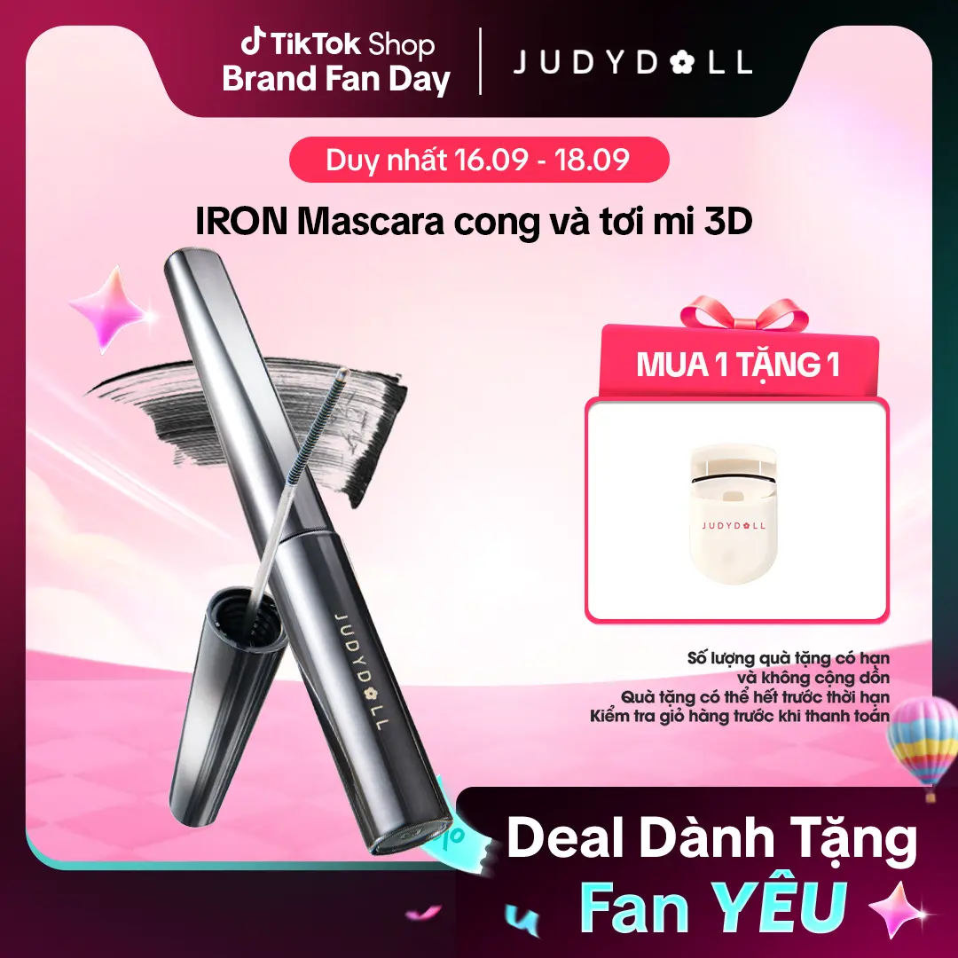 JUDYDOLL Iron Mascara Tơi mi Giữ cong dài mi Chống nước Chống lem Lâu trôi 2g & 3g