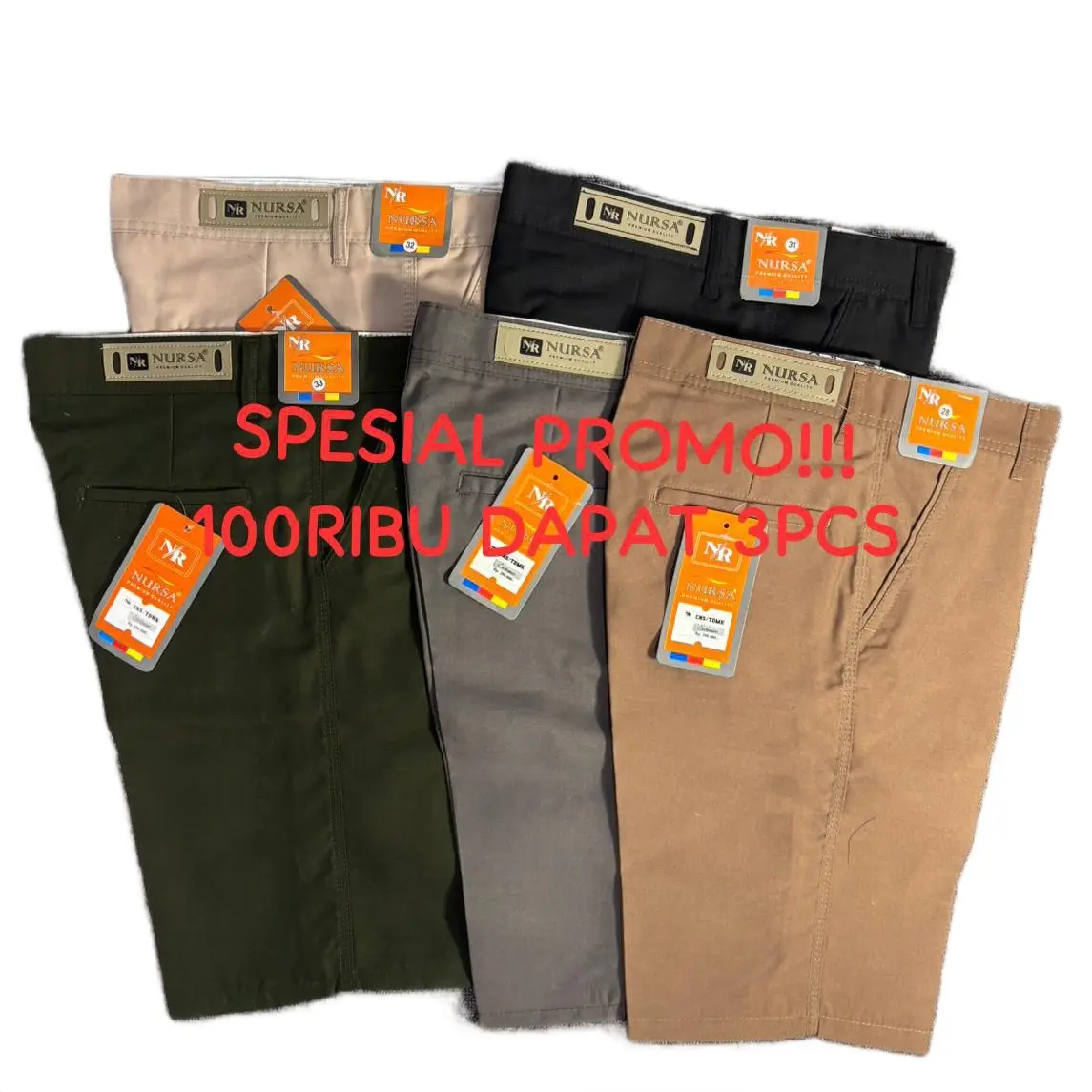 Spesial promo!!100ribu dapat 3pcs celana chinos pendek Shorts Pria Hitam Army Moca Abu Cream