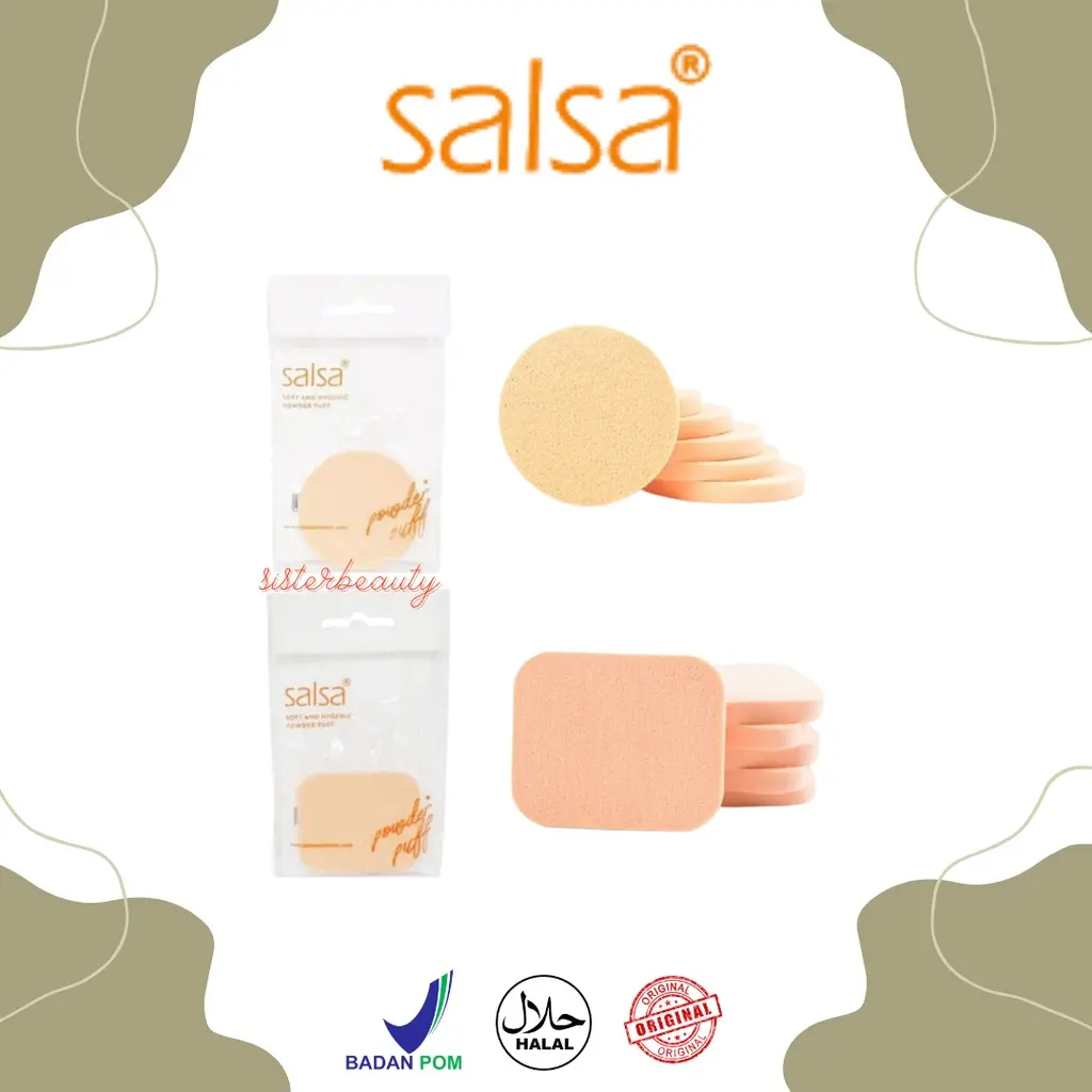 SisterBeauty - Salsa Sponge Bedak Bulat & Persegi | Puff Spons | Spons Bedak