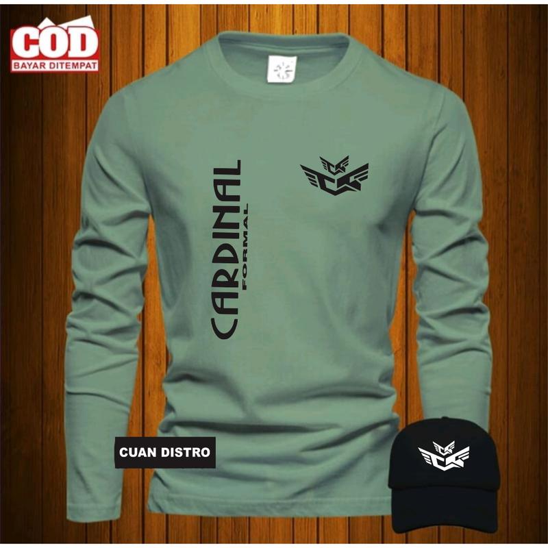 BONUS TOPI Terbaru ! HarapanStore Jaya Kaos Distro Lengan panjang Pria Wanita Terbaru Kaos Distro Pria Free Topi Cardinal Formal Tegak Kirka Terbaru Print Black 100% Catoon Combed 24s - Premium Quality 1