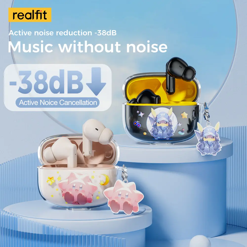 Tai nghe Bluetooth, Realfit F3, Khử tiếng ồn -38dB, Tai nghe thể thao, Âm thanh không gian 360 °, Âm trầm tốt | BigBuy360 - bigbuy360.vn