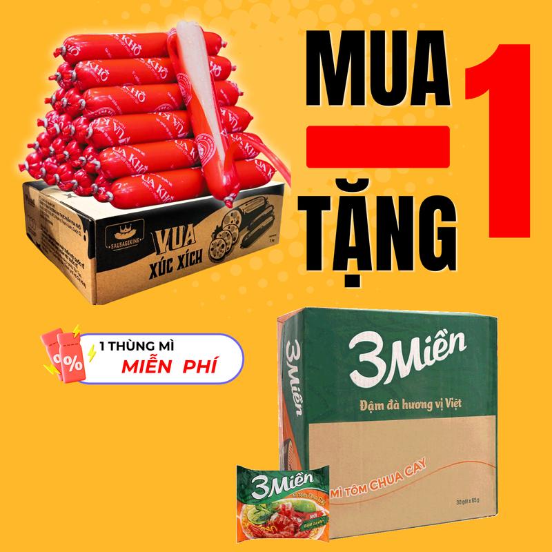 1KG Xúc xích Vua Khô (27 cây) TẶNG 01 Thùng mì. Xúc xích mềm thơm, mì sợi dai dậm đà - Đồ ăn vặt Snack, Food