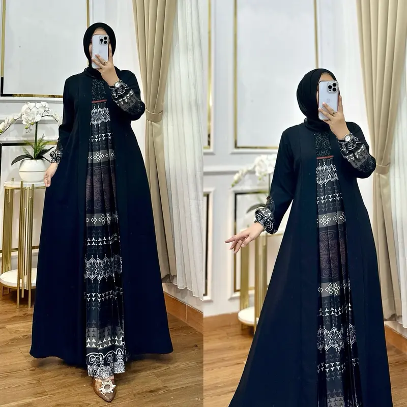 Rilza store gamis Lebaran 2025 silk import terbaru kekinian gamis pesta kondangan terbaru Muslim Wanita Dress Mewah Maxi Remaja Dewasa Syari Crinkle Mutiara 5