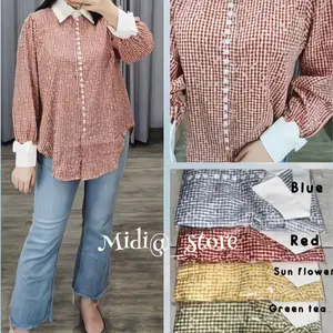 Blouse katun lengan puff /atasan wanita katun /kemeja katun lenga puff