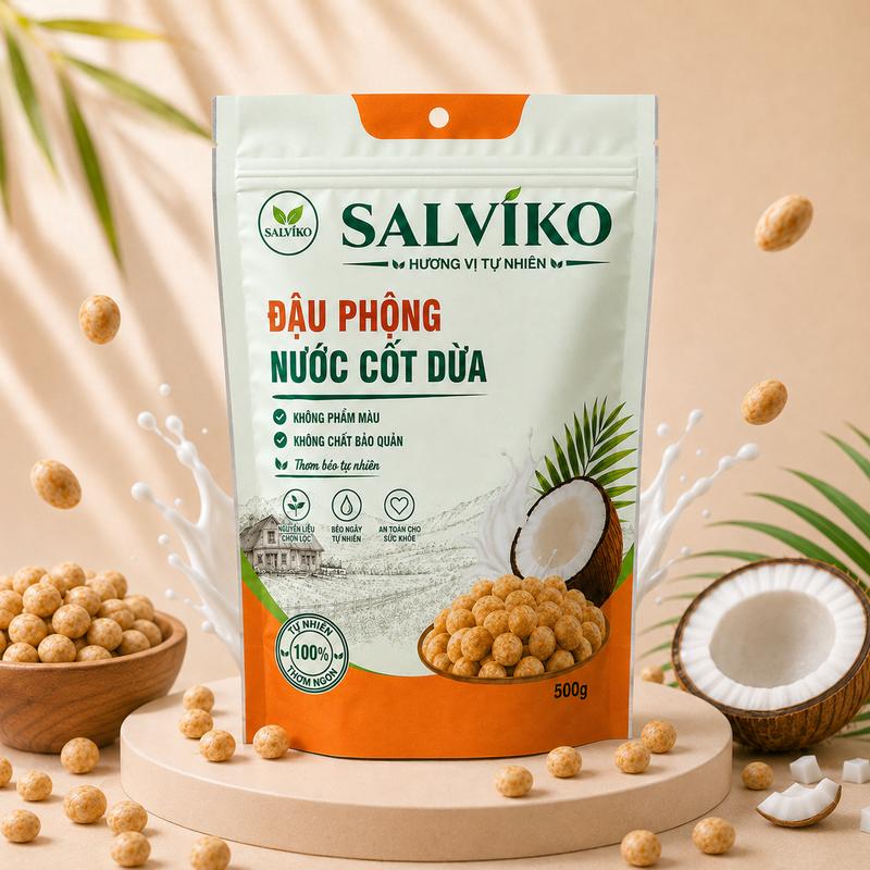 Đậu Phộng Da Cá Vị Cốt Dừa 500g – Hạt To Giòn Ngon, Thơm Béo, Ăn Liền Tiện Lợi