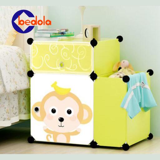 Bedola Lemari plastik bedside table kartun rak buku susun  anak 3 kotak 0