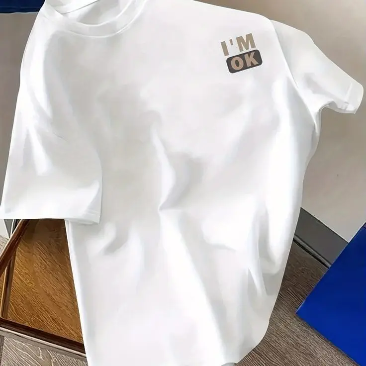 Kaos Distro Cowok Cewek Bahan Cotton Combed 24s Tebal Adem - Motif I'M OK Terbaru Simple
