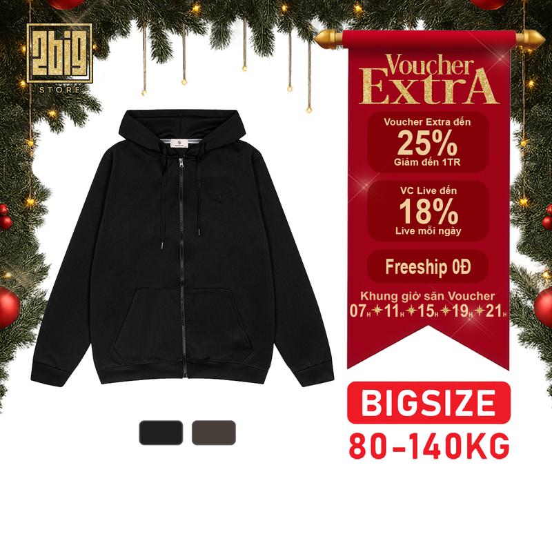 2BIG - BIGSIZE NAM 80-140KG ÁO KHOÁC HOODIE THUN TRƠN NAVY CO GIÃN THOẢI MÁI HOẠT ĐỘNG