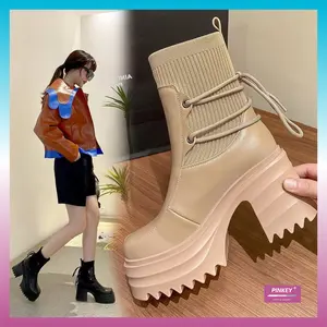 PINKEY P104 Sepatu Boots Wanita Premium Quality Shoes Putih