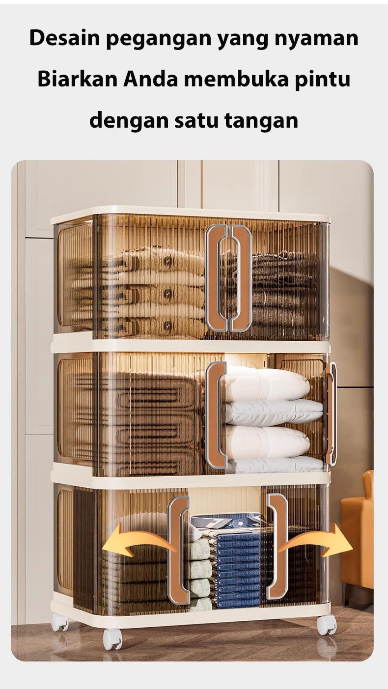 [COD 24h shipping] Tidy Tribe Lemari Penyimpanan Lipat Plastik -Lipat Besar/Lemari Penyimpanan Mewah Estetika/Rumah Lemari Penyimpanan Serbaguna Lemari/Multi -Lemari Penyimpanan Plastik Lapis dengan Roda dapat dipindahkan dan nyaman