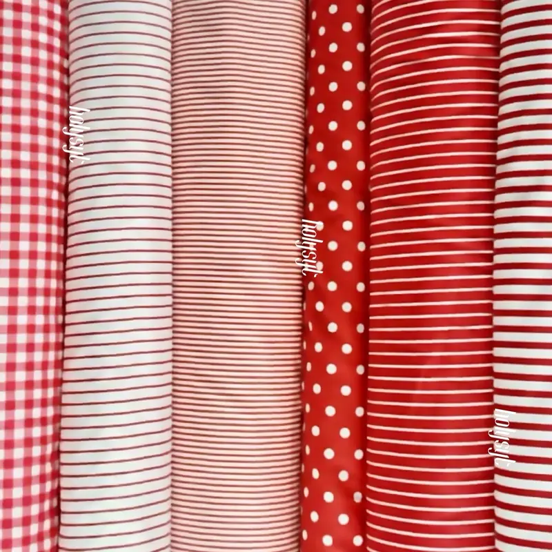 KAIN KATUN JEPANG JAPAN DESIGN TOKAI SENKO MOTIF GARIS KOTAK POLKADOT MERAH PUTIH SERIES 1