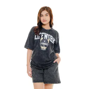 Stelan Wanita Short Pants Washed Motif LW Celana Karet