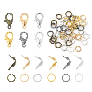 Beadia 80pcs Bahan Perhiasan Lompat Cincin/Jepit & Kait/Lobster Clasps Untuk Membuat Perhiasan DIY Temuan Perlengkapan