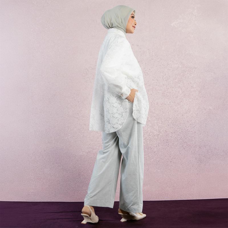 HijabChic x Tiqasya Kate Pants - Celana Kulot Lebaran Simple Premium Polos Pinggang Karet 6