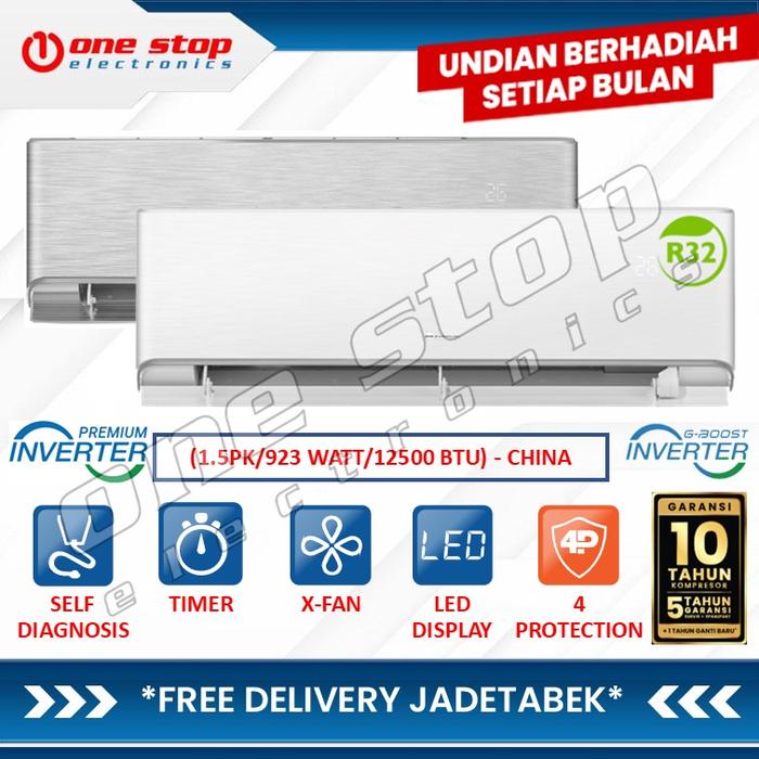Gambar GREE GWC-12AIRY AC INVERTER AIRY Series - 1.5PK - R32 - Smart Voice Control - Wi-Fi - Gold Fin (Indoor) - Black Diamond Fin (Outdoor) - Silver dari OneStop Electronics Kota Administrasi Jakarta Utara Tokopedia